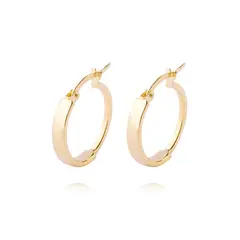 JB JOYAS BARON - Aros de Oro 14kt Argolla Mitad Tubo 15mm