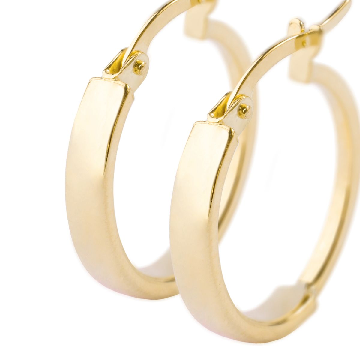 JB JOYAS BARON - Aros de Oro 14kt Argolla Mitad Tubo 15mm