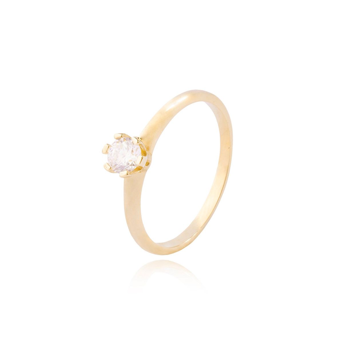 JB JOYAS BARON - Anillo Compromiso de Oro 14kt Solitario Circonita 6 Grifas