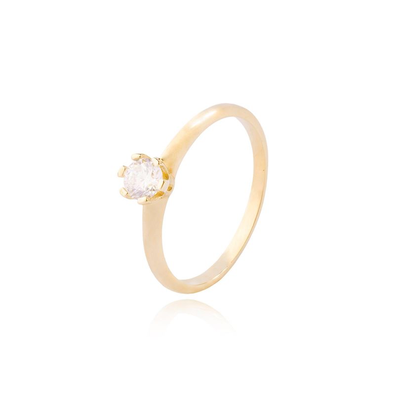 JB JOYAS BARON - Anillo Compromiso de Oro 14kt Solitario Circonita 6 Grifas