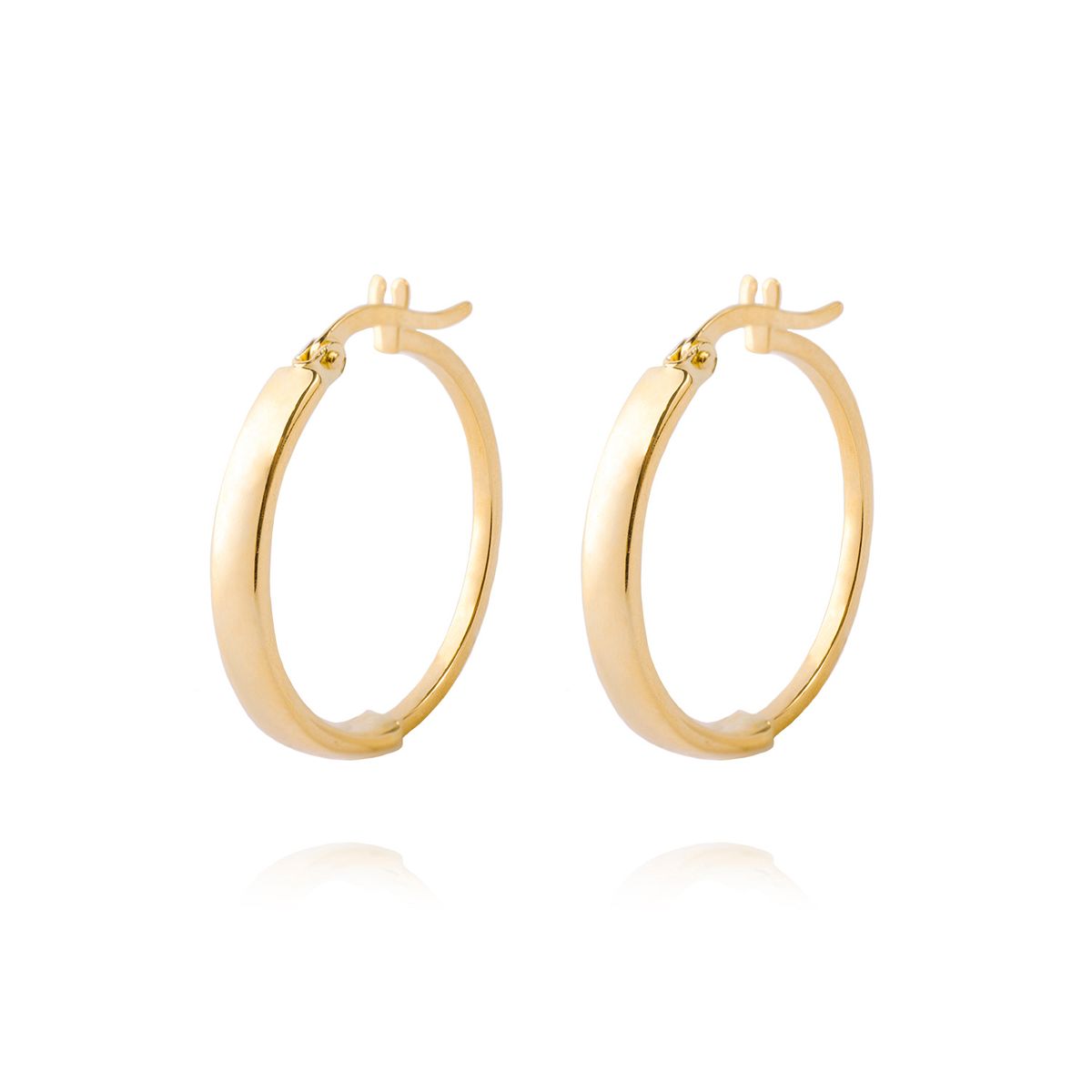 JB JOYAS BARON - Aros de Oro 14kt Argolla Mitad Tubo 20mm