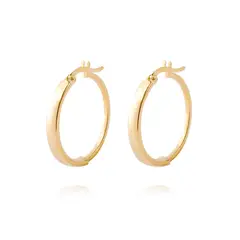 JB JOYAS BARON - Aros de Oro 14kt Argolla Mitad Tubo 20mm