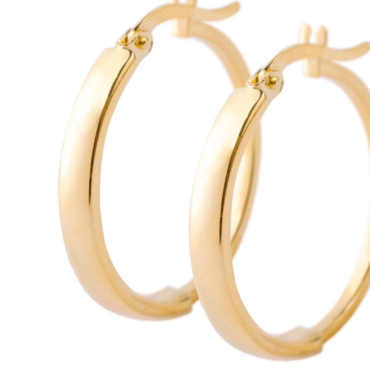 JB JOYAS BARON - Aros de Oro 14kt Argolla Mitad Tubo 20mm