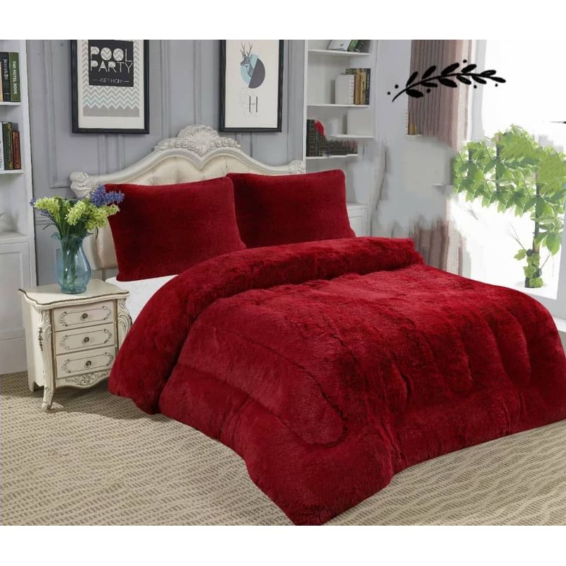 GENERICO - Cubrecama Invierno Polar Chiporro2 Plaza VINO 230x250cm Tf