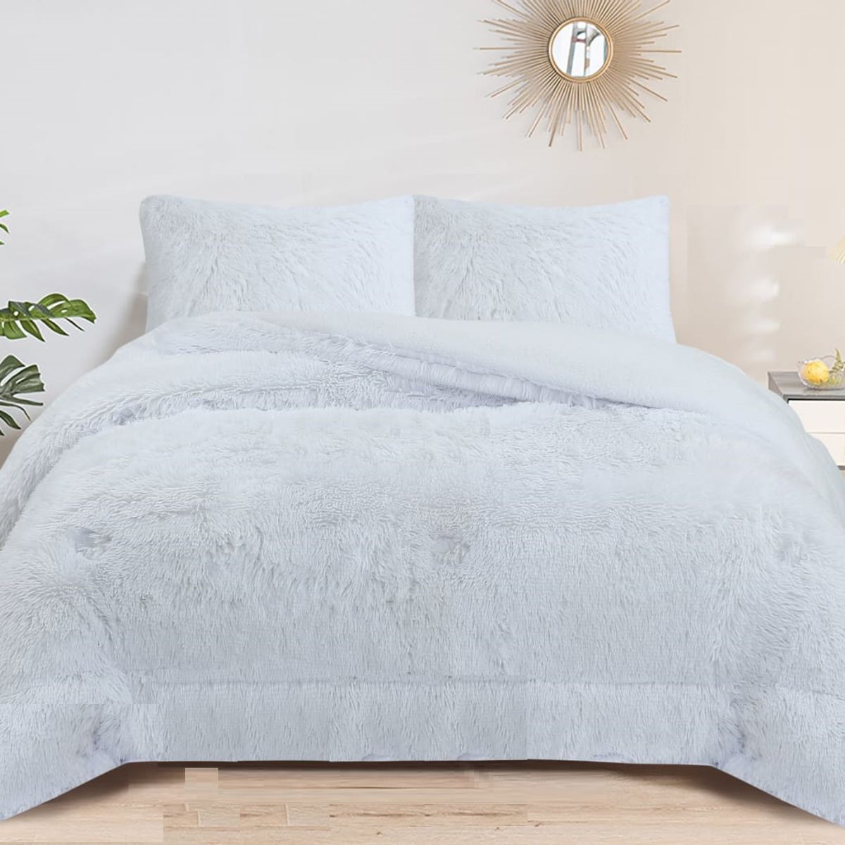 GENERICO - COBERTOR PELUDO BLANCO SUAVE DE Invierno CON Chiporro 2 Plaza Tf