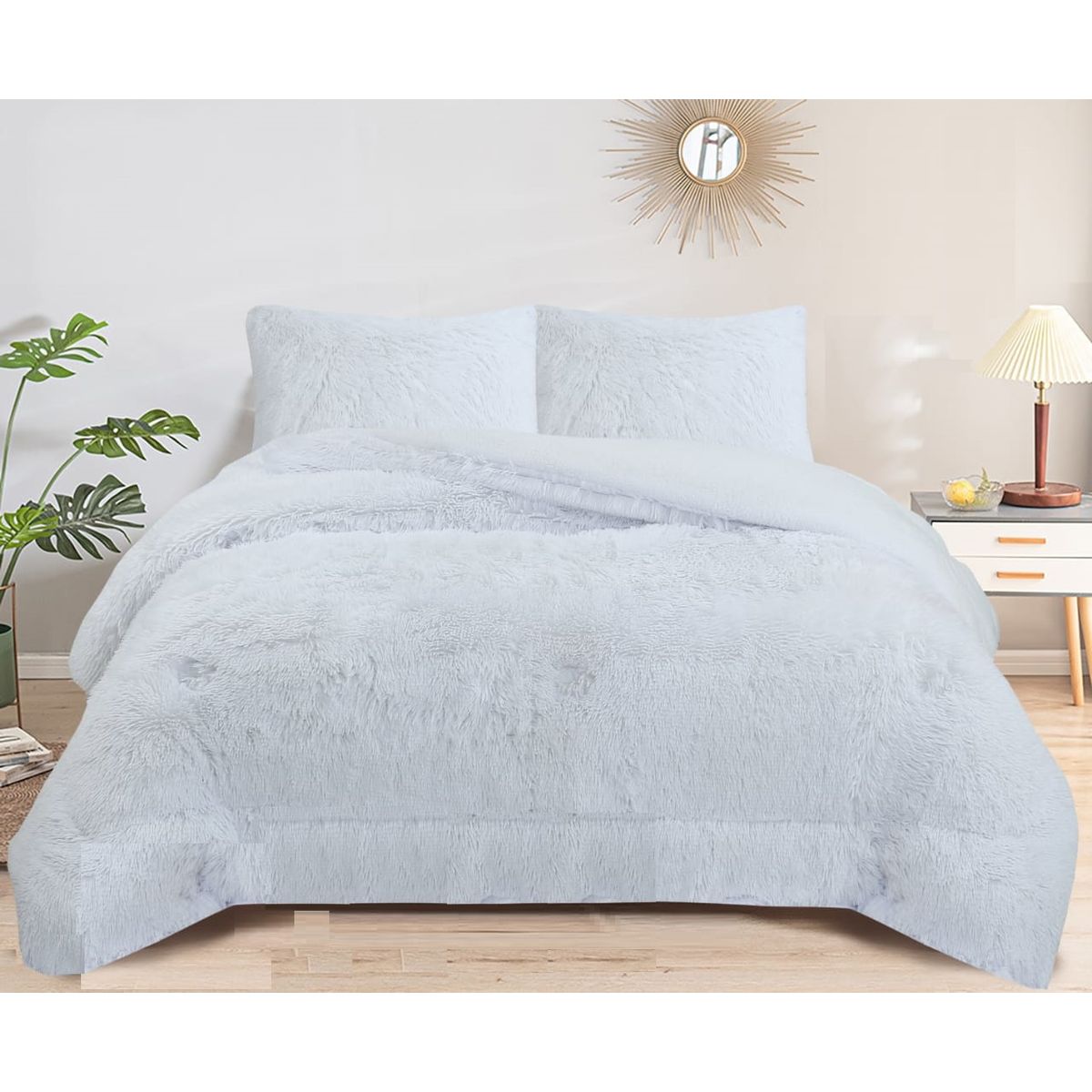 GENERICO - COBERTOR PELUDO BLANCO SUAVE DE Invierno CON Chiporro 2 Plaza Tf