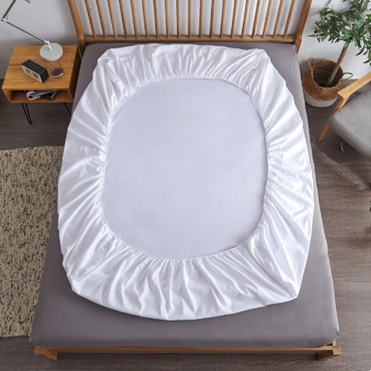 TEVERE - Cubre Colchon Protector Acolchado 1 plaza- Blanco