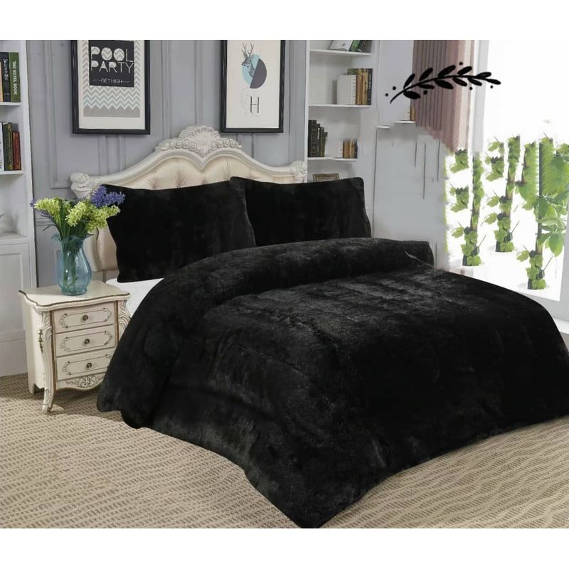 GENERICO - COBERTOR De Invierno color NEGRO  Chiporro y PLUSH 2 Plaza  Tf