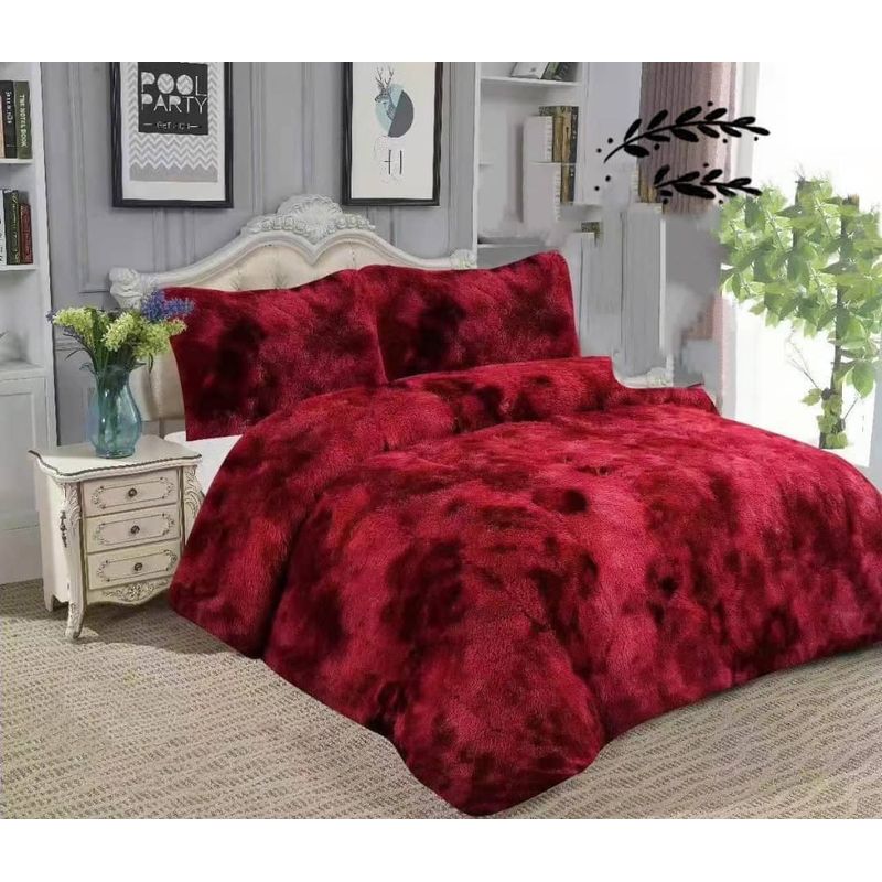 GENERICO - COBERTOR De Invierno color ROJO JASPEADO PLUSH 2 Plaza  Tf