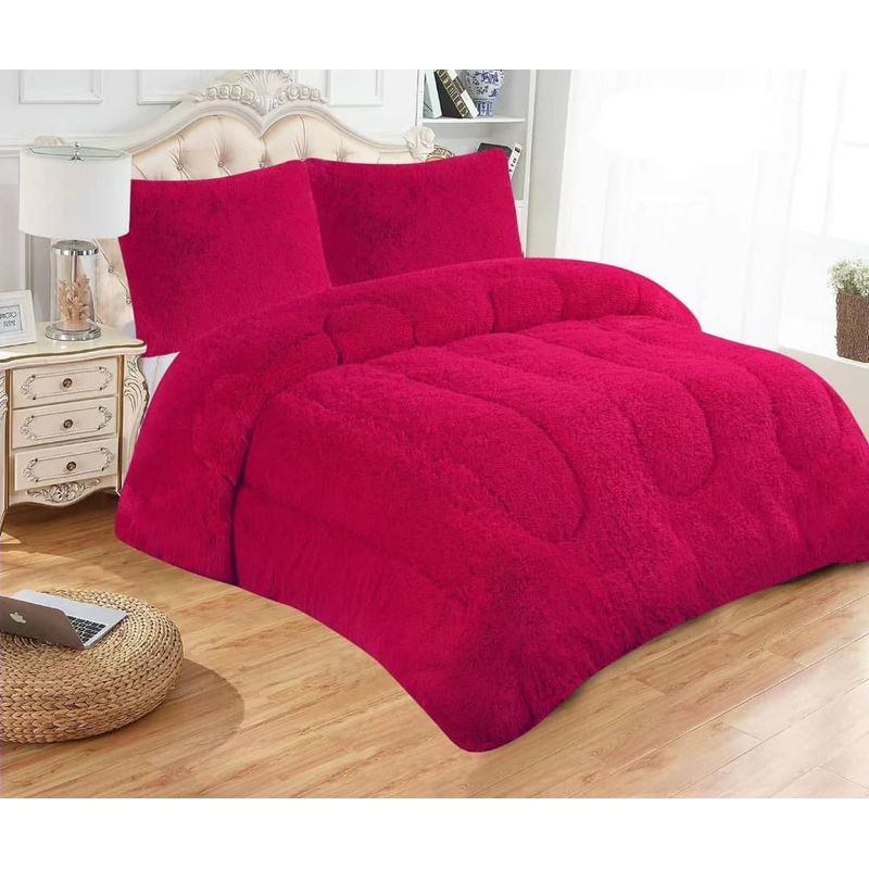 GENERICO - COBERTOR De Invierno color ROJO Chiporro y PLUSH 2 Plaza  Tf