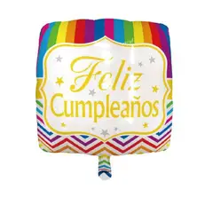 GENERICO - Globo Latex Colores Dibujo Feliz Cumpleaños Cuadrado