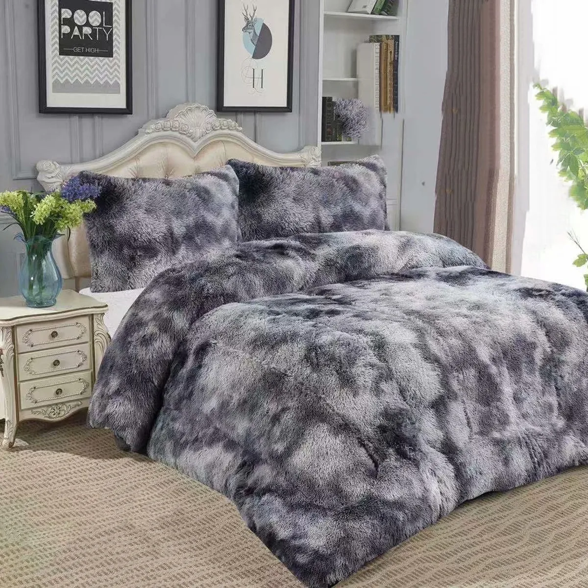 GENERICO - COBERTOR PELUDO DE INVIERNO GRIS JASPEADO  2 Plaza  230x250cm Tf