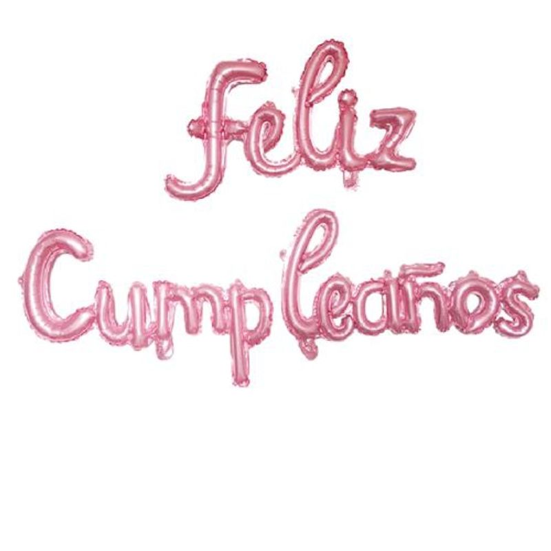 GENERICO - Globos Letras Feliz Cumpleaños Color Rosa Latex