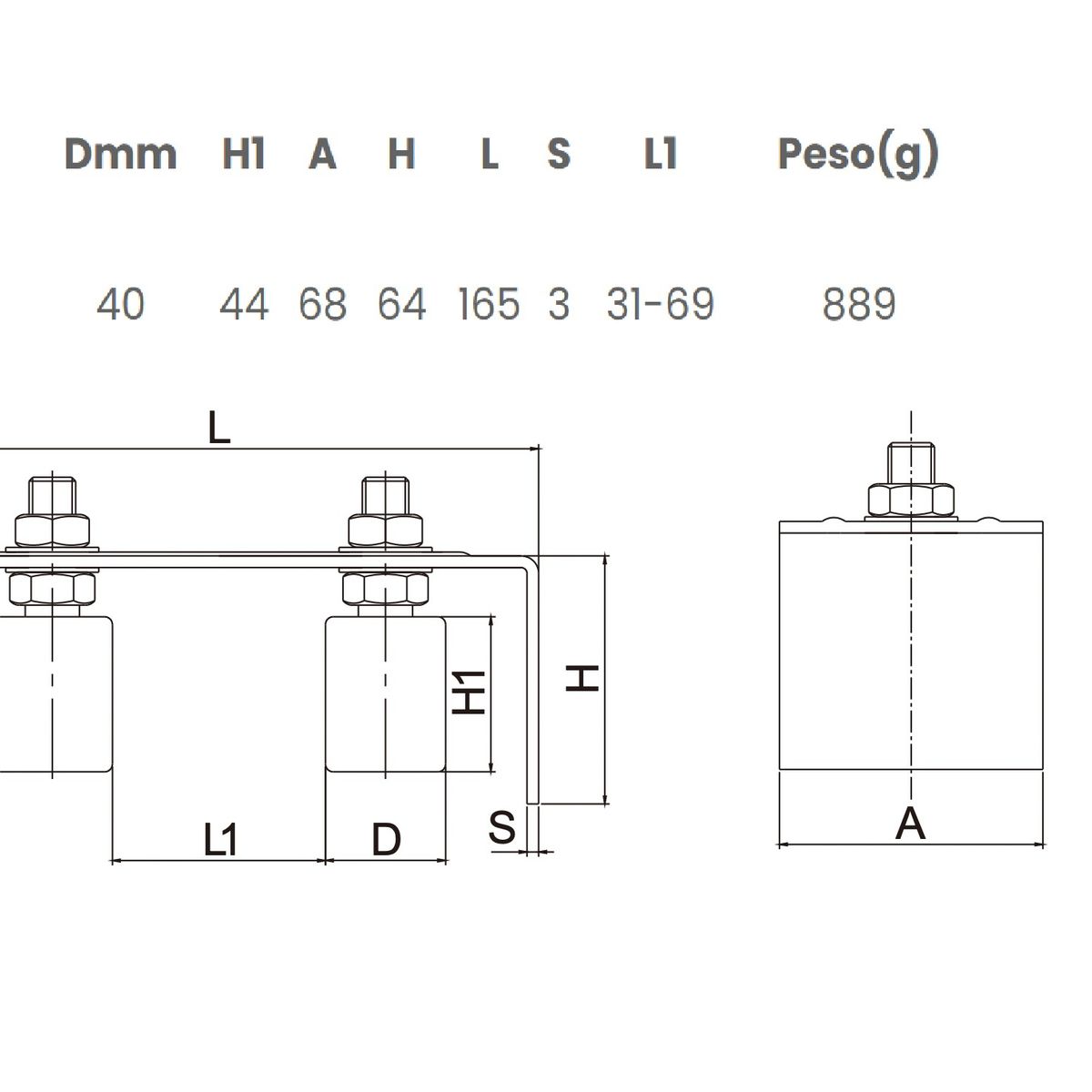GENERICO - Guía Polín Doble Soporte Ajustable Para Portón Corredizo Nylon 40x44