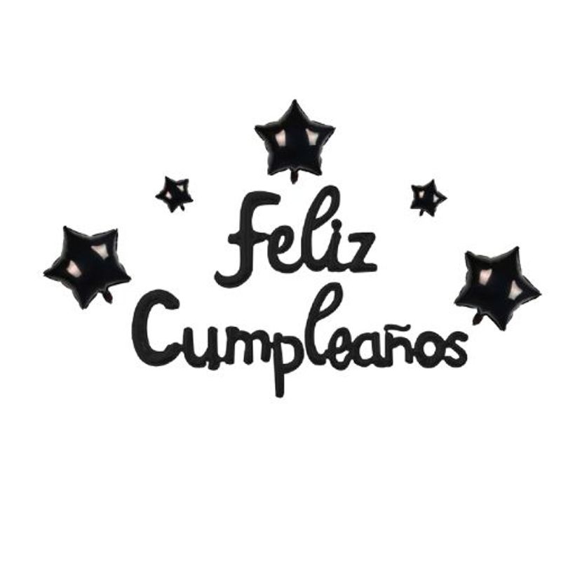 GENERICO - Globos Letras Feliz Cumpleaños Color Negro Latex