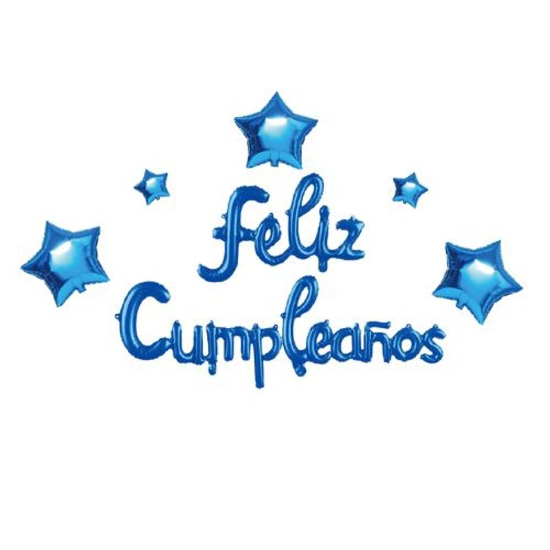 GENERICO - Globos Letras Feliz Cumpleaños Color Azul Latex
