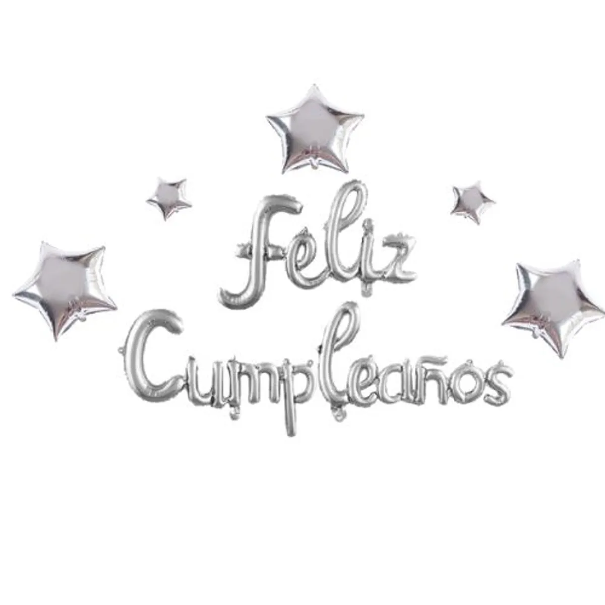 GENERICO - Globos Letras Feliz Cumpleaños Color Plateado Latex