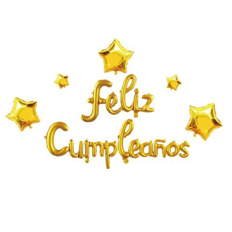 GENERICO - Globos Letras Feliz Cumpleaños Color Dorado Latex