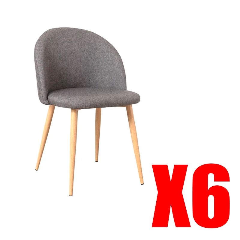 GENERICO - Pack de 6 Sillas Nordem Lino GRIS