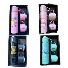 GENERICO - Termo con Tazas Termicas 500ml Diseño Jirafa Rosado
