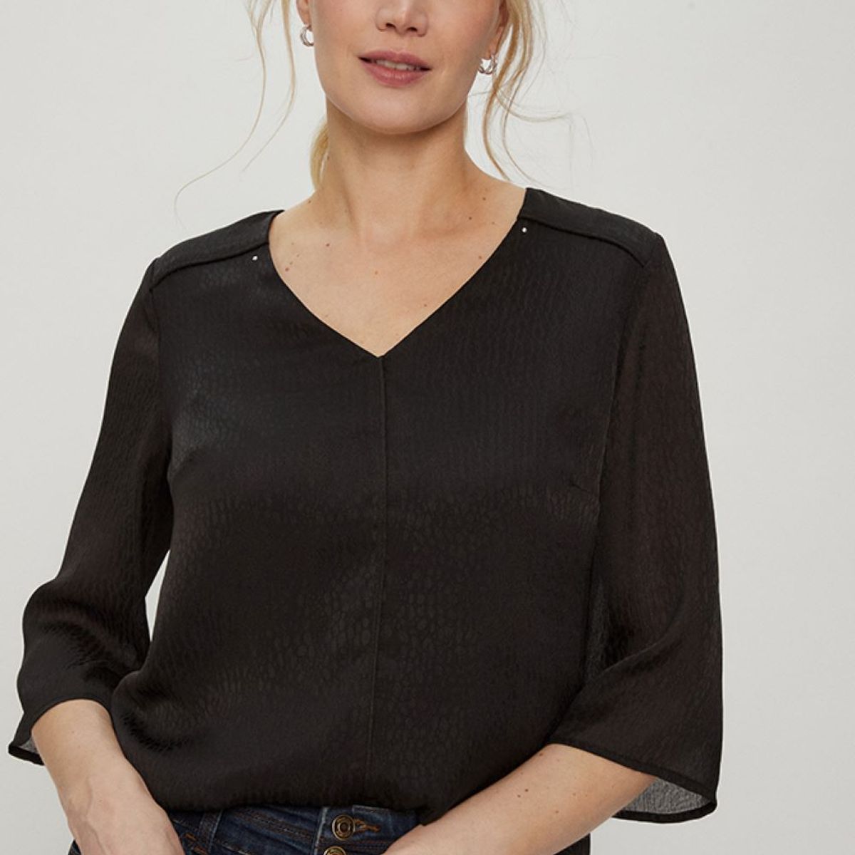MA GRIFFE - Blusa Manga Larga Negro Mujer Magriffe
