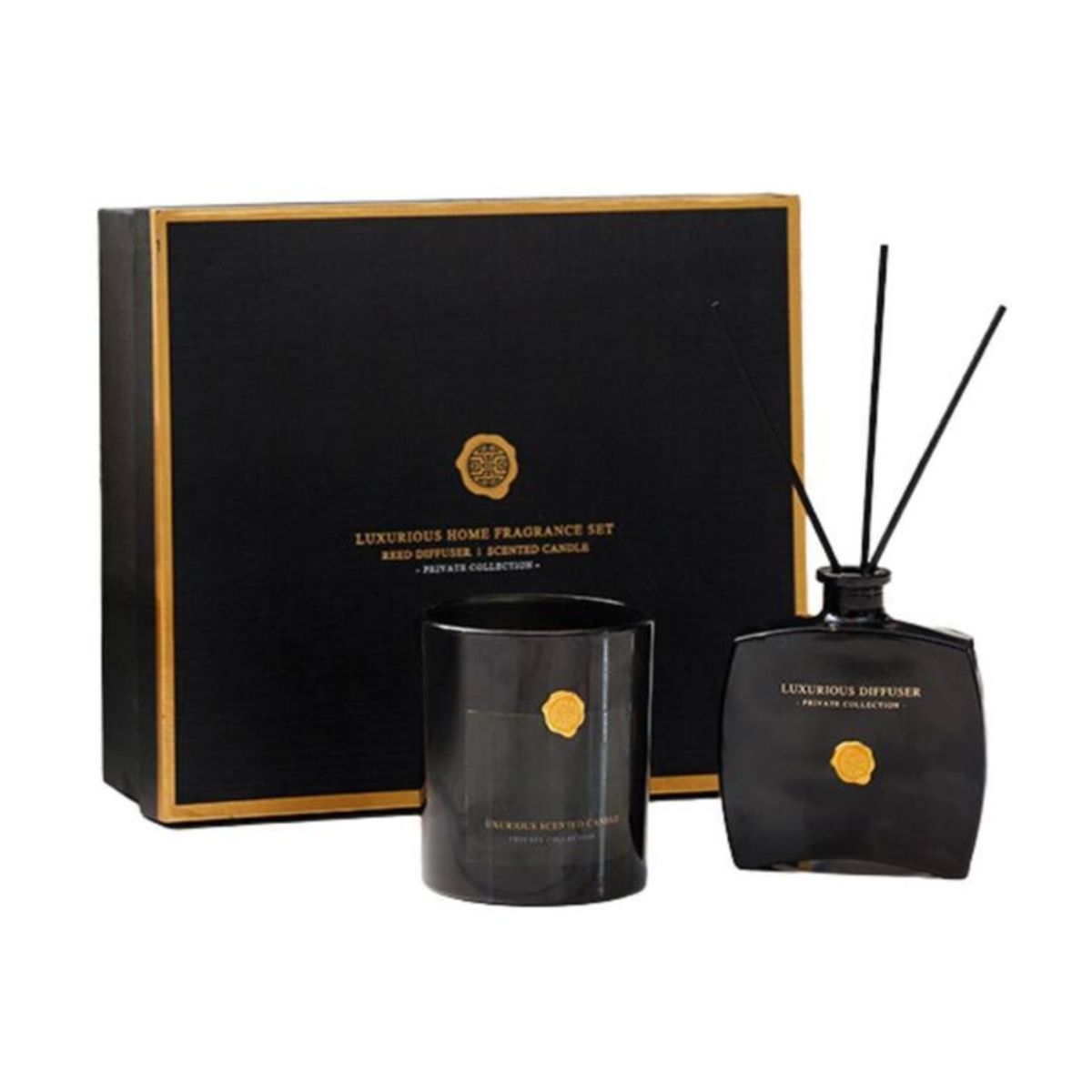 GENERICO - Set Difusor Mikado 180ml y Vela Aromática 448gr Aromas Rose And Oud