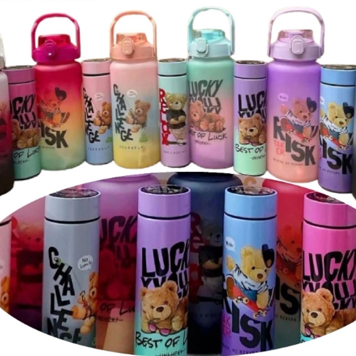 GENERICO - Set De Termo Y Botella Osito Teddy 2L  500ML Blanco