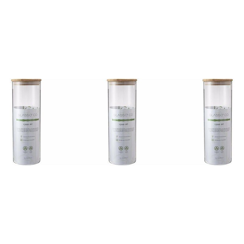 KEEP - Pak 3 Contenedor Bamboo 1.7l Eco Glasso