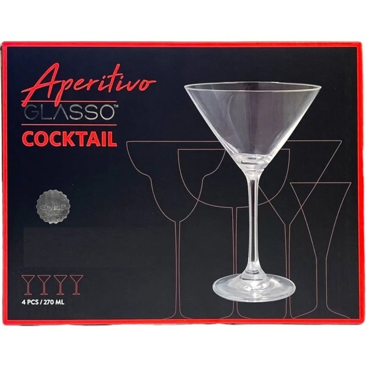 GLASSO - Set De 4 Copas Glasso Cristal Martini Manhatan Daiquiris