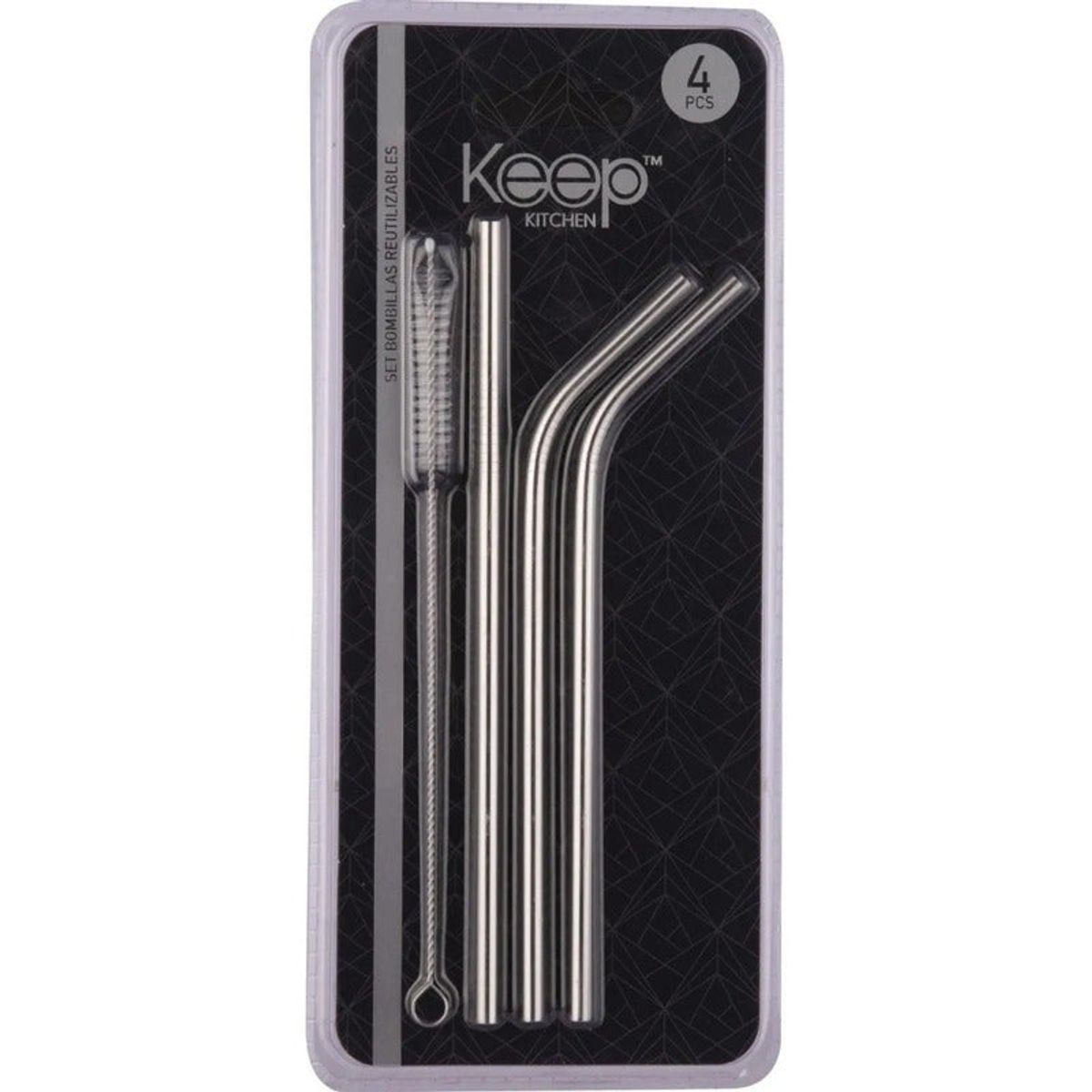 KEEP - Set 3 Bombillas Reutilizables + Cepillo Keep Silver