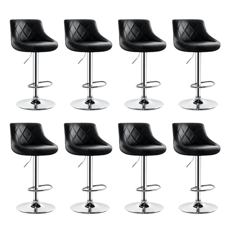 GLOBAL LATIN GROUP - Pack 8 Sillas Taburete Piso Bar Giratoria Altura Regulable Negra Con Respaldo - Negro