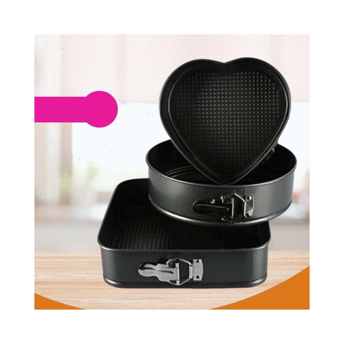 GENERICO - 3 Moldes Para Pasteles Desmontables y Antiadherentes