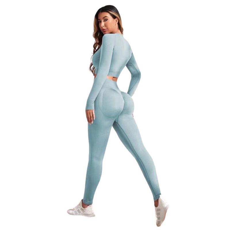 SUKHA - Conjunto Push Up Manga Larga Tiro Alto Celeste Sukha