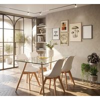 COMEDOR 120X80 DE VIDRIO + 4 SILLAS TULIP BLANCAS