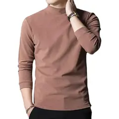 EDWINAYY - Camisa De Manga Larga Para Hombre Cálida De Cuello Alto_.