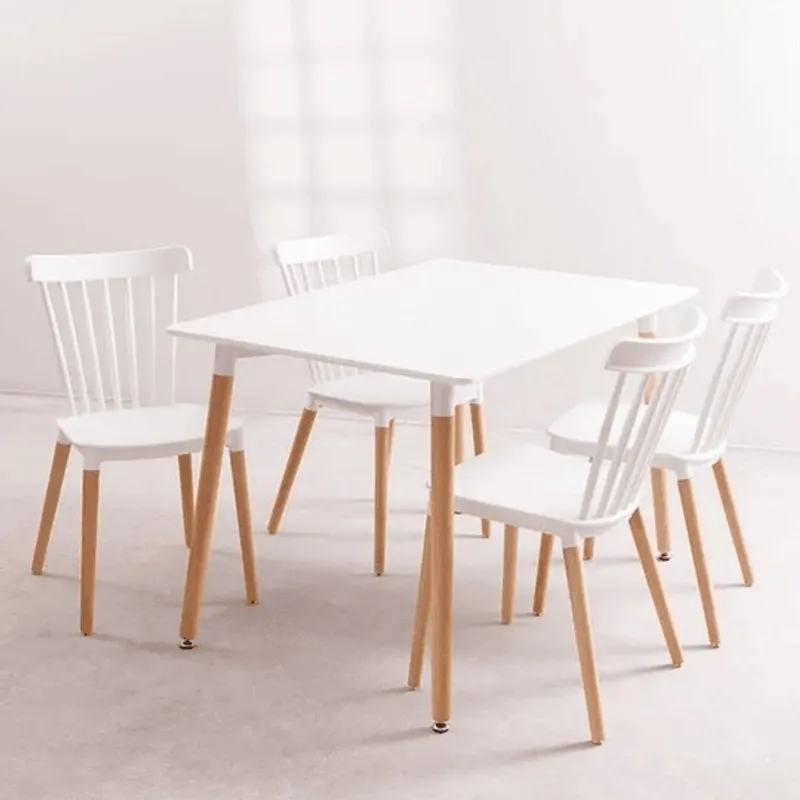 GENERICO - COMEDOR 120X80 + 4 SILLAS BLANCAS WINDSOR
