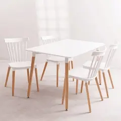 GENERICO - COMEDOR 120X80 + 4 SILLAS BLANCAS WINDSOR