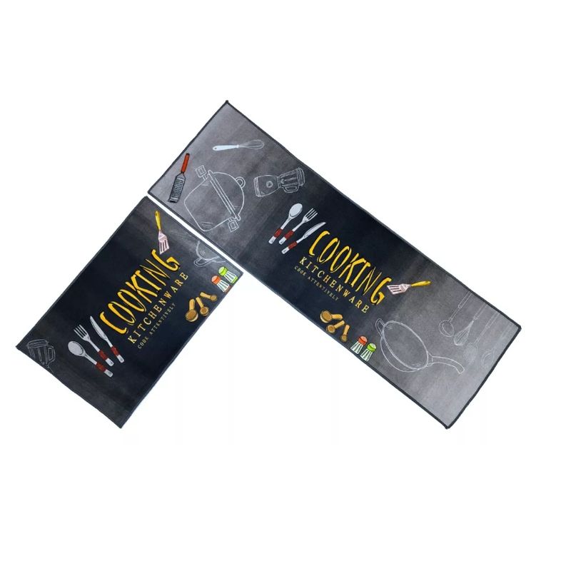 GENERICO - Alfombra Para Cocina Piso Baño Antideslizante Set 2 En 1.