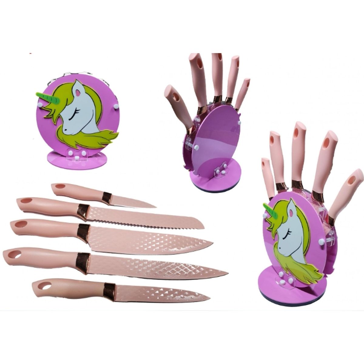 GENERICO - Set Cuchillería 6 Pzas De Cocina - Diseño Unicornio