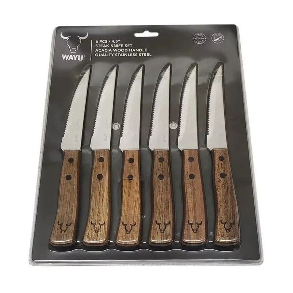 WAYU - Juego Cuchillos Prm 6pcs Wayu 4.5'' Asado Bbq Cocina