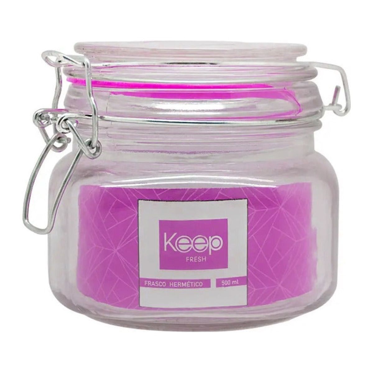 WAYU - Frasco Hermético Vidrio Contenedor 500ml Keep Color Rosado
