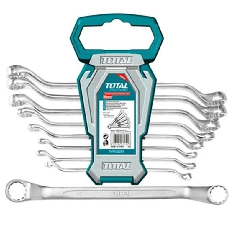 TOTAL TOOLS - Juego De Llaves Curva Doble Corona 8 Piezas Total