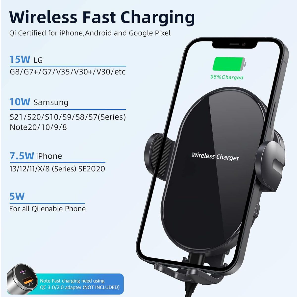 MOTOMO - Soporte De Auto Magnetico Carga Inalambrica 15W Xs