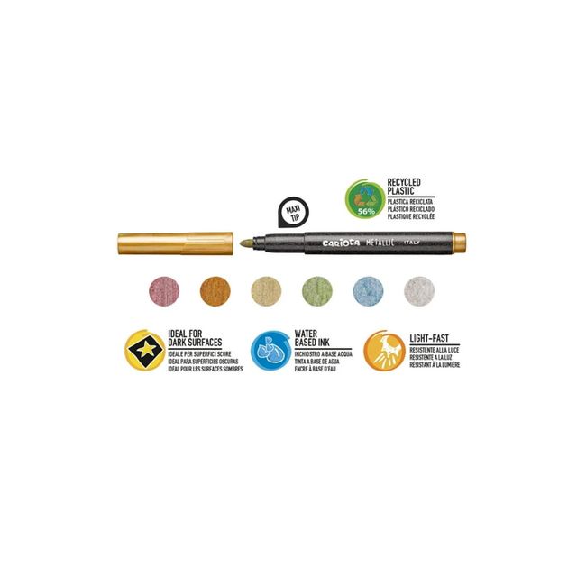 CARIOCA - Plumones Metallic Punta Maxi 6 Colores Carioca - SC