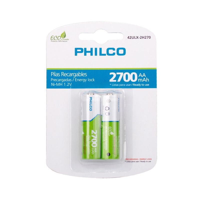 PHILCO - PILAS PRE-CARGADAS BLISTER 2 PILAS AA 2700 MAH PHILCO