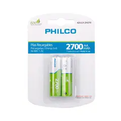 PHILCO - PILAS PRE-CARGADAS BLISTER 2 PILAS AA 2700 MAH