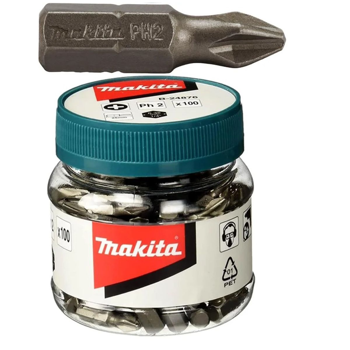 MAKITA - Set Puntas Phillips PH2 25mm 100 Pcs Makita B-24876