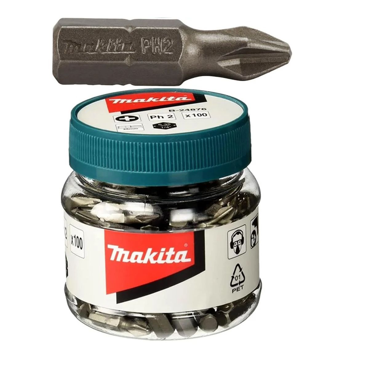 MAKITA - Set Puntas Phillips PH2 25mm 100 Pcs Makita B-24876