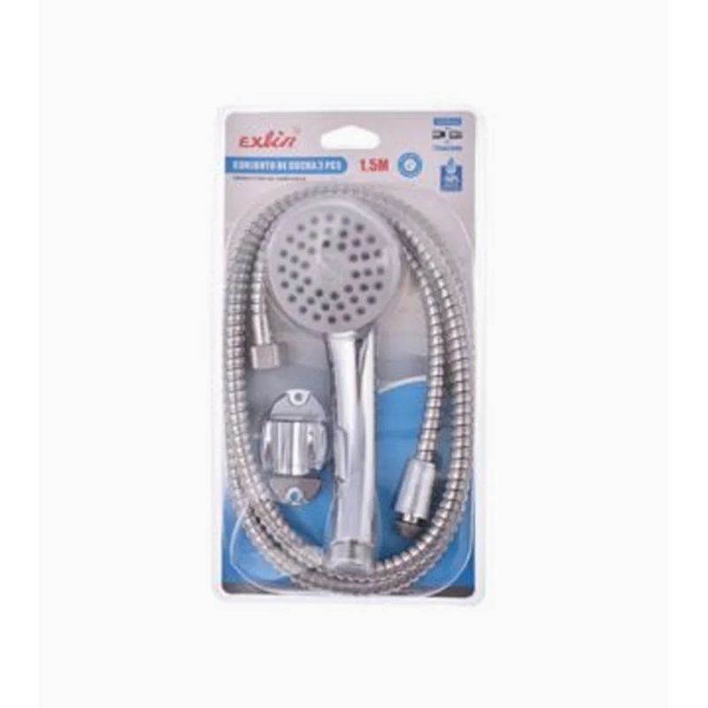 GENERICO - Kit De Ducha Teléfono Manguera Soporte Cromado Acero Inox