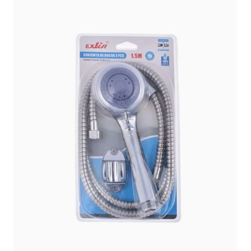 GENERICO - Kit De Ducha Teléfono Manguera Soporte Cromado Acero Inox